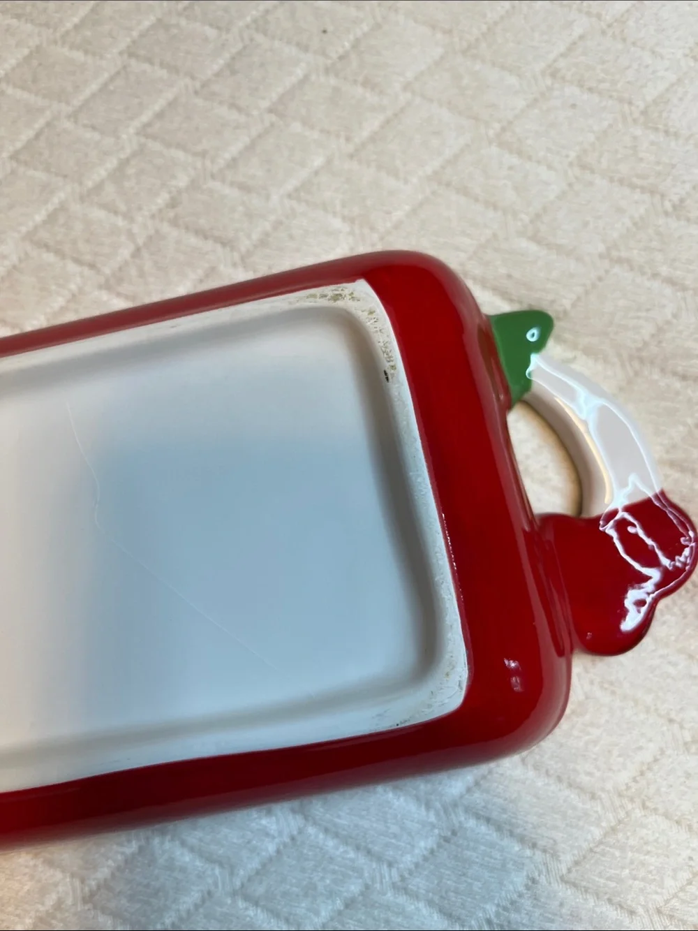 Cherry-Pattern Ceramic Serving Tray in Red and White